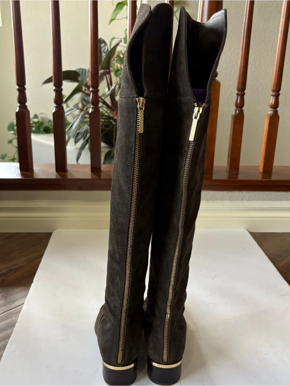 Donald J Pliner DIVO Womens 7 Brown Suede Over the Knee Boots Pointed Toe Zip
